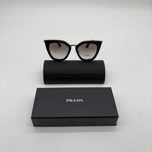 Prada Milano Black & Gold Oversized Geometric Cat-Eye Sunglasses